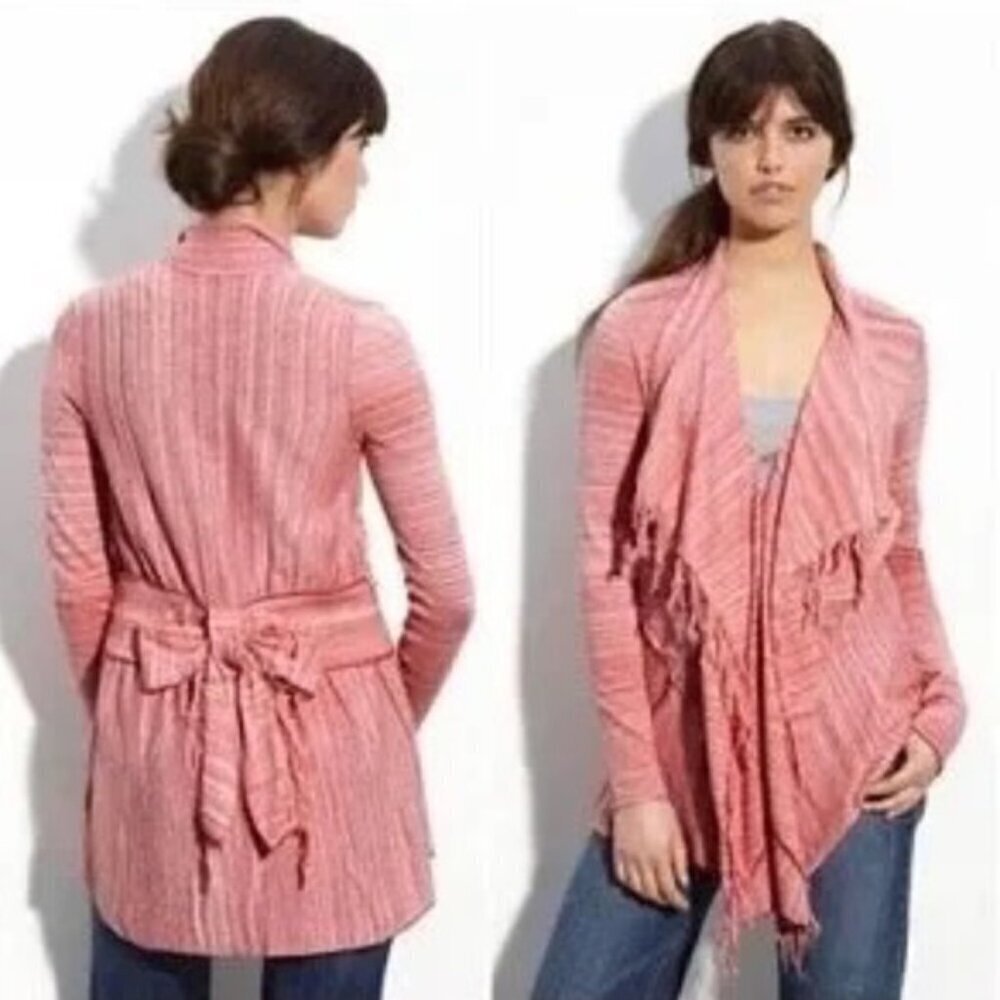 Free People Take A Bow Red Waterfall Fringe Cardigan Size XS - So Cute!!
